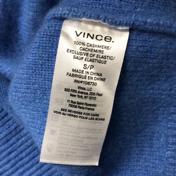 VINCE cashmere Cozy Blue Sweater Size S - Picture 7 of 8